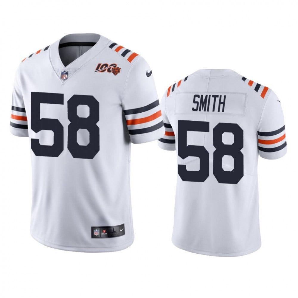 Men's Chicago Bears #58 Roquan Smith White 2019 100th Season Limited Stitched NFL Jersey 