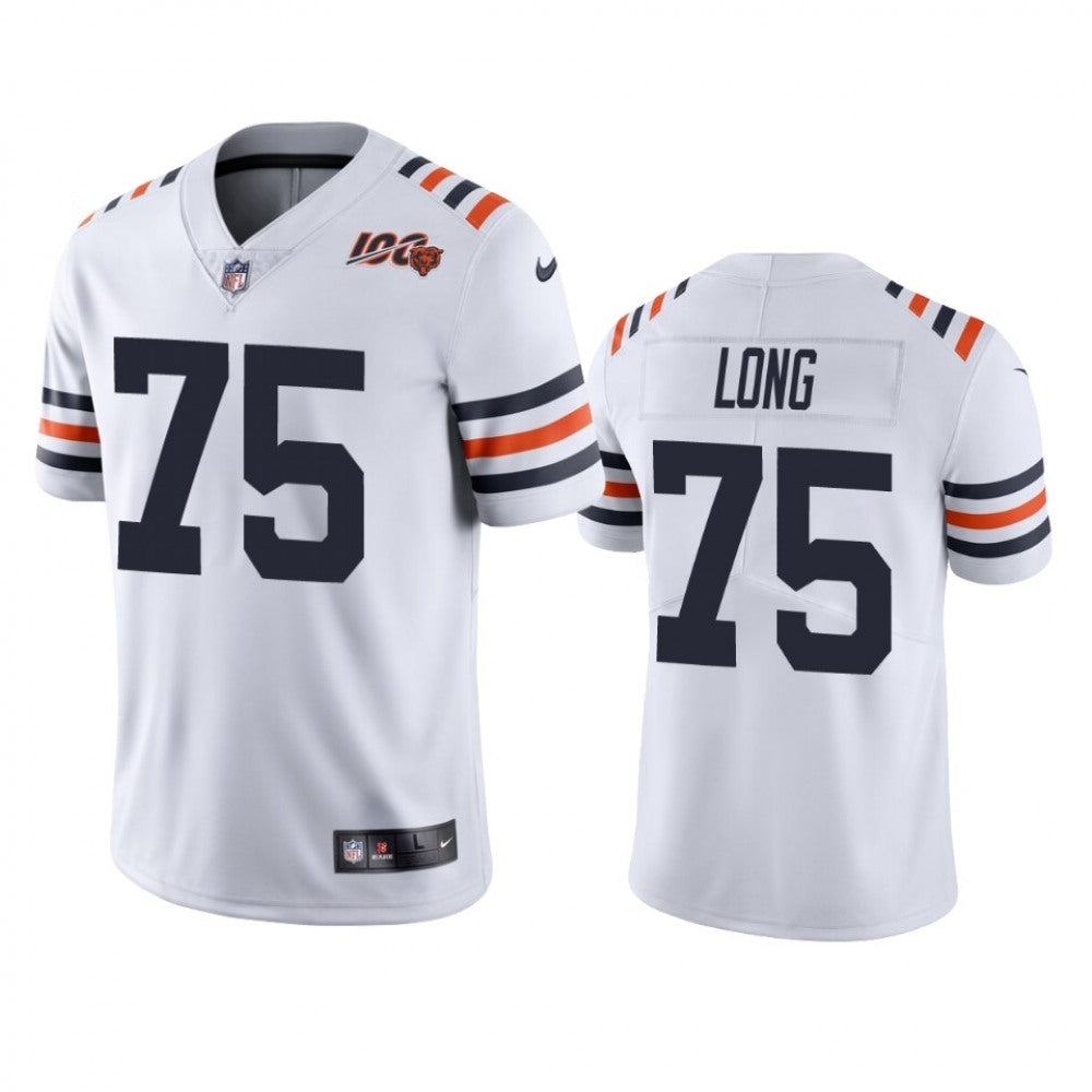 Men's Chicago Bears #75 Kyle Long White 2019 100th Season Limited Stitched NFL Jersey 