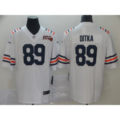 Men's Chicago Bears #89 Mike Ditka White 2019 100th Season Limited Stitched NFL Jersey 
