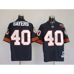 Mitchell & Ness Bears #40 Gale Sayers Blue With Big Number Bear Patch Stitched Throwback NFL Jersey 