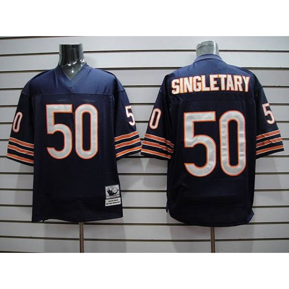 Mitchell & Ness Bears #50 Mike Singletary Blue With Small Number Stitched Throwback NFL Jersey 