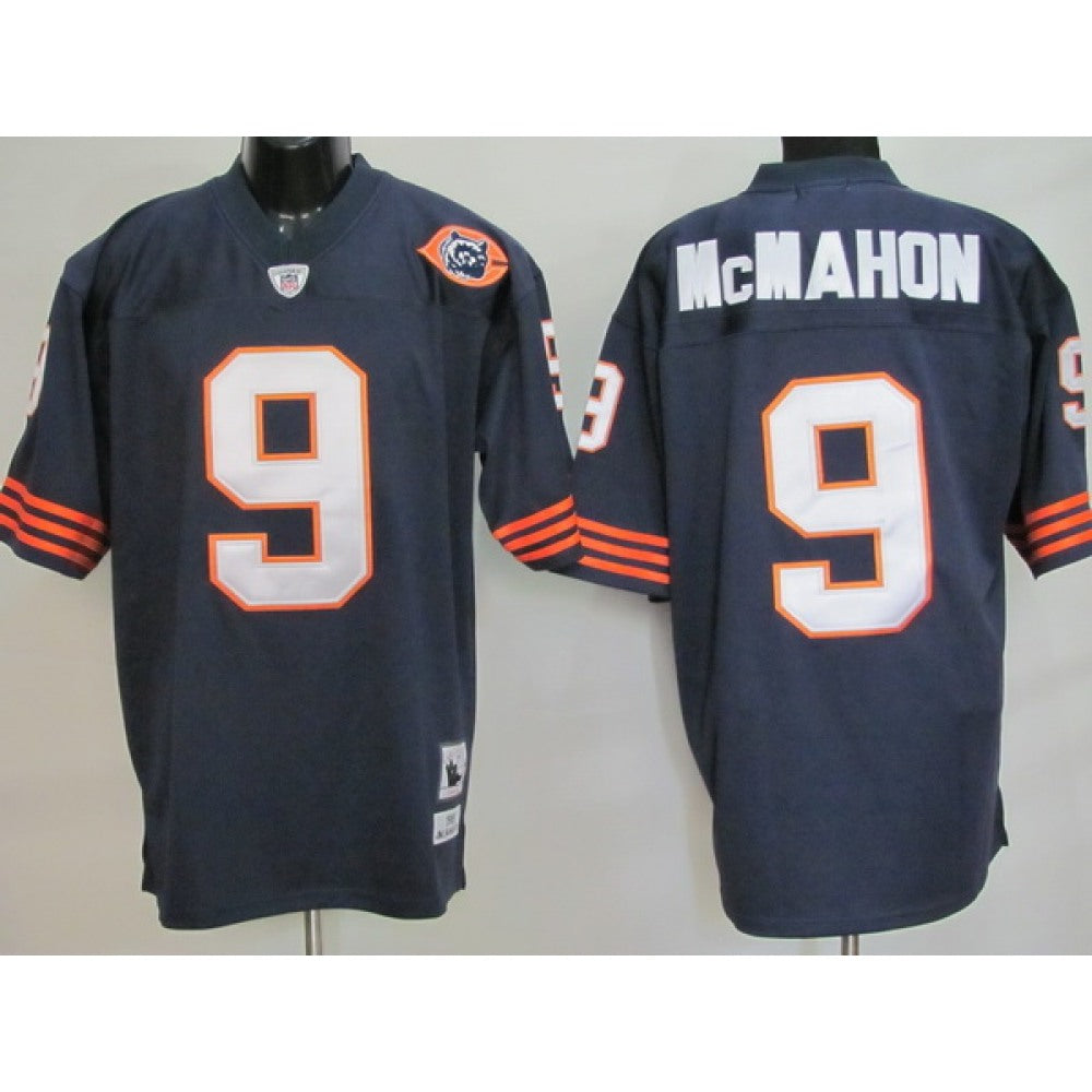 Mitchell & Ness Bears #9 Jim McMahon Blue With Big Number Stitched Throwback NFL Jersey 
