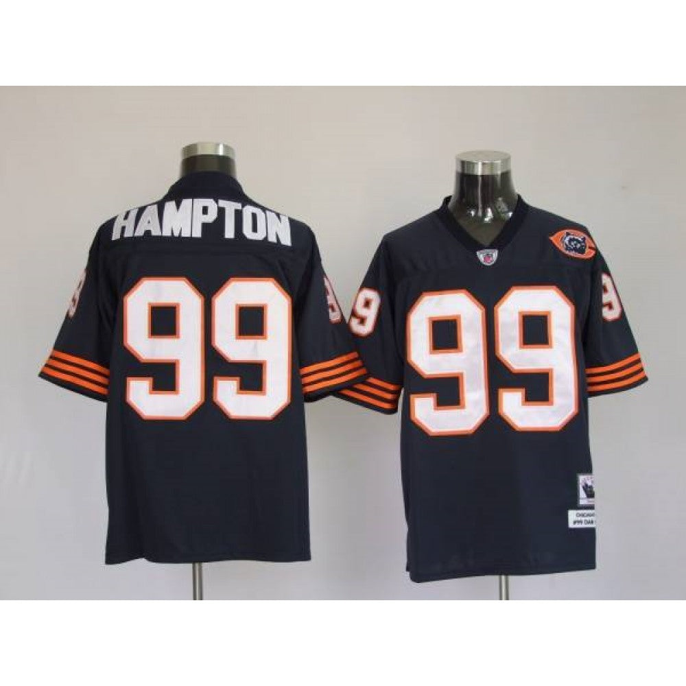 Mitchell & Ness Bears #99 Dan Hampton Blue With Big Number Bear Patch Stitched Throwback NFL Jersey 