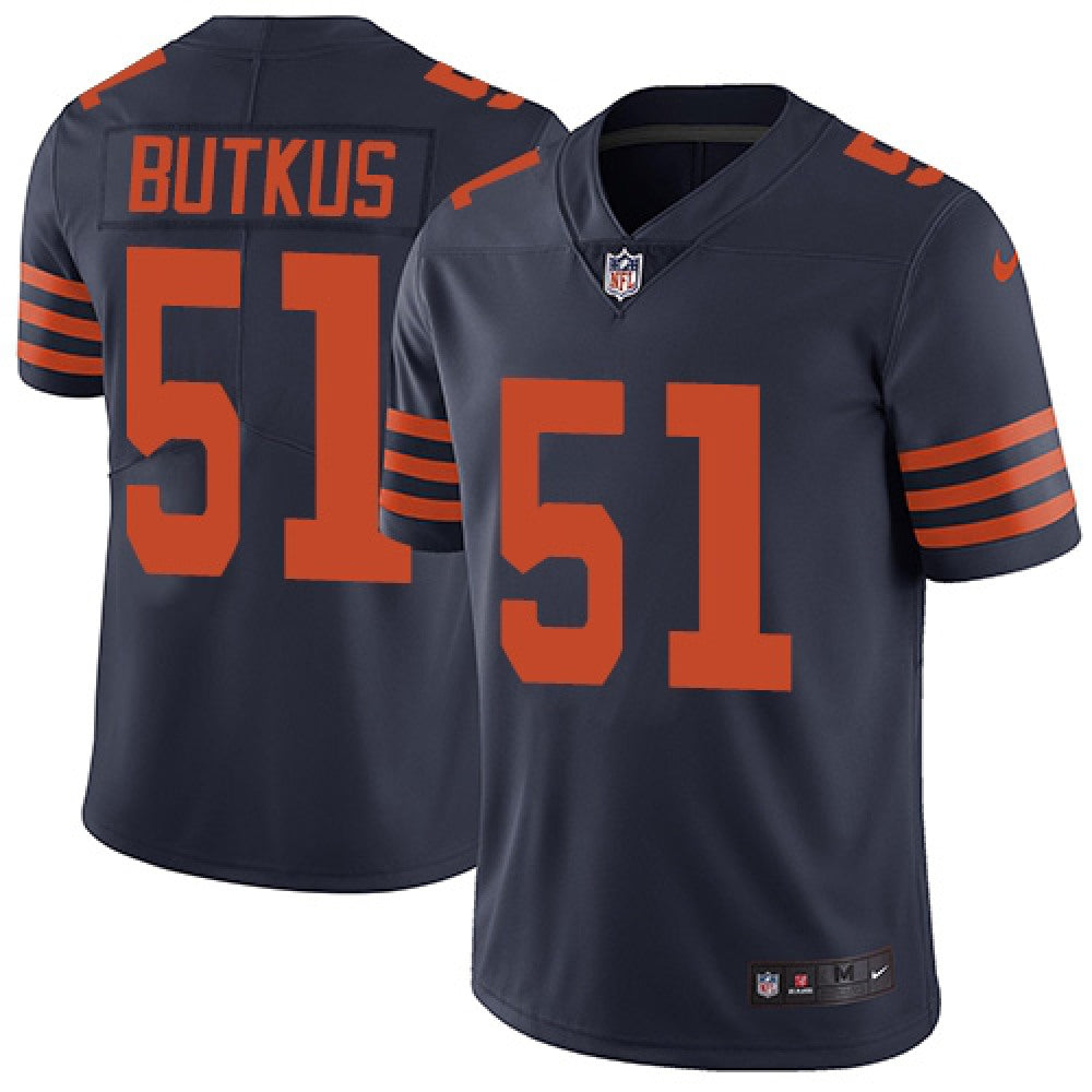 Mitchell & Ness Bears #51 Dick Butkus Navy Blue/Orange color Stitched NFL Jersey 
