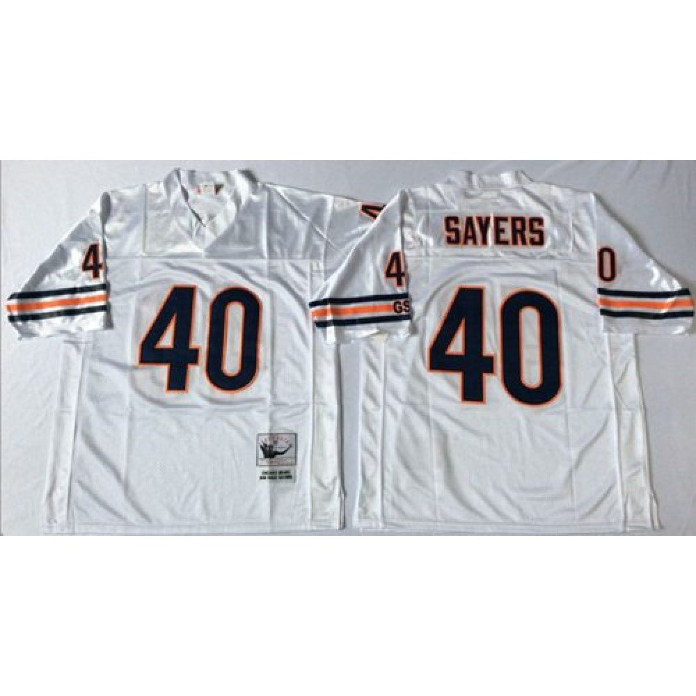 Mitchell&Ness Bears #40 Gale Sayers White Small No. Throwback Stitched NFL Jersey 