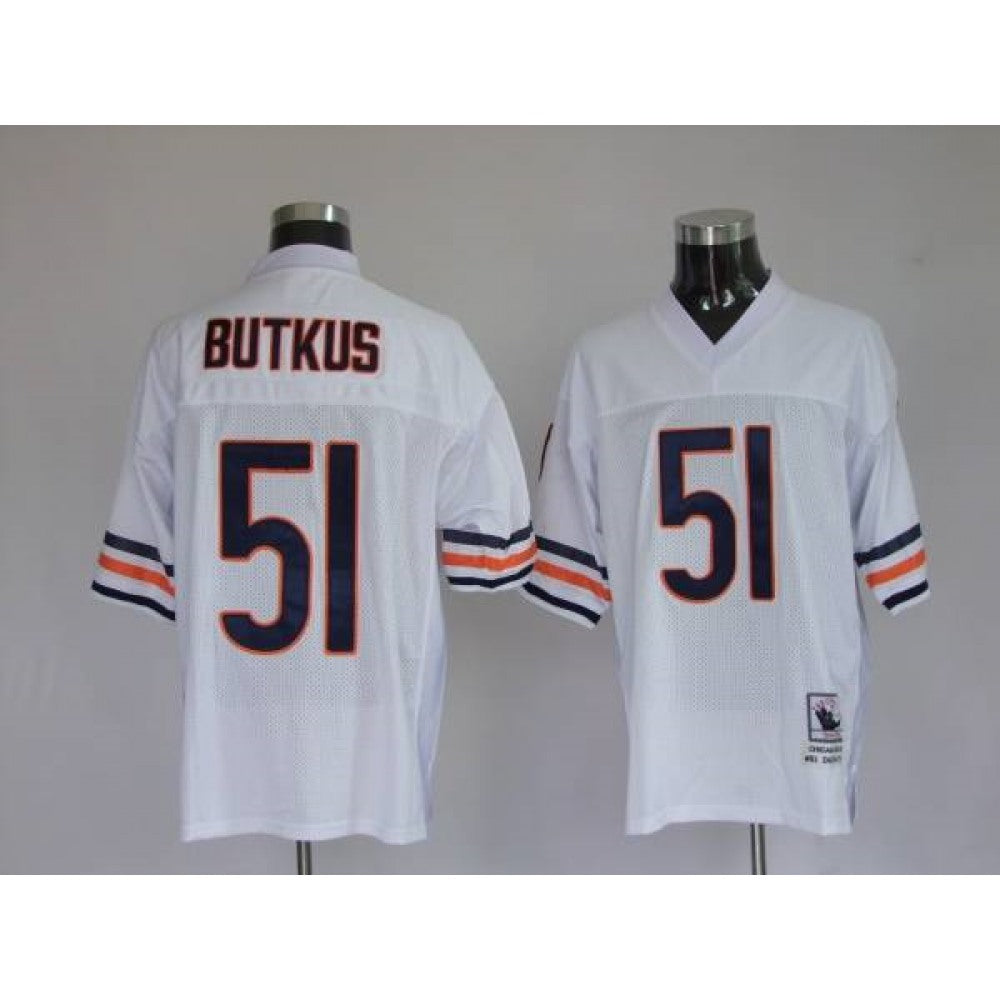 Mitchell & Ness Bears #51 Dick Butkus White Stitched Throwback NFL Jersey 