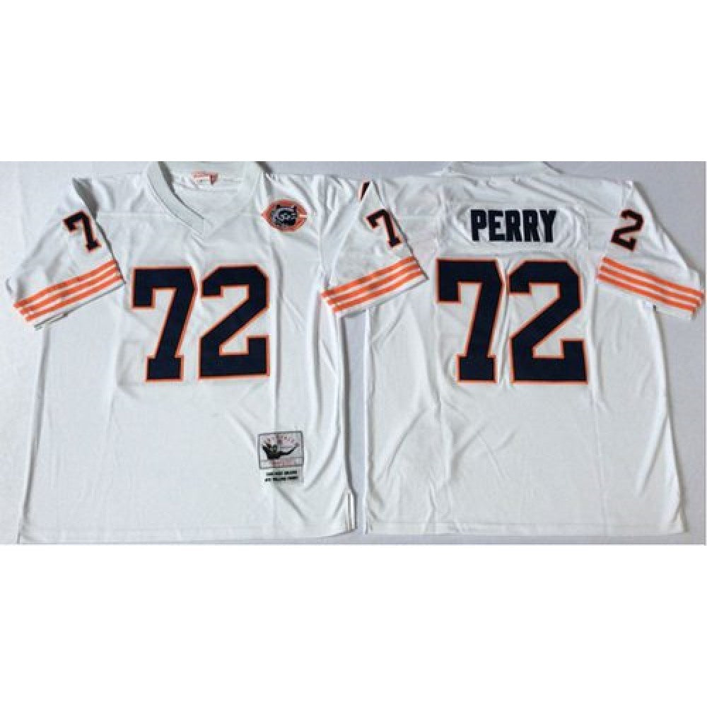 Mitchell&Ness Bears #72 William Perry White Big No. Throwback Stitched NFL Jersey 