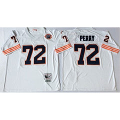 Mitchell&Ness Bears #72 William Perry White Big No. Throwback Stitched NFL Jersey 