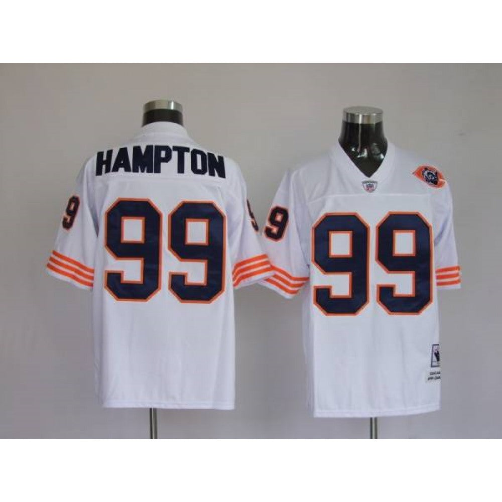 Mitchell & Ness Bears #99 Dan Hampton White With Big Number Bear Patch Stitched Throwback NFL Jersey 