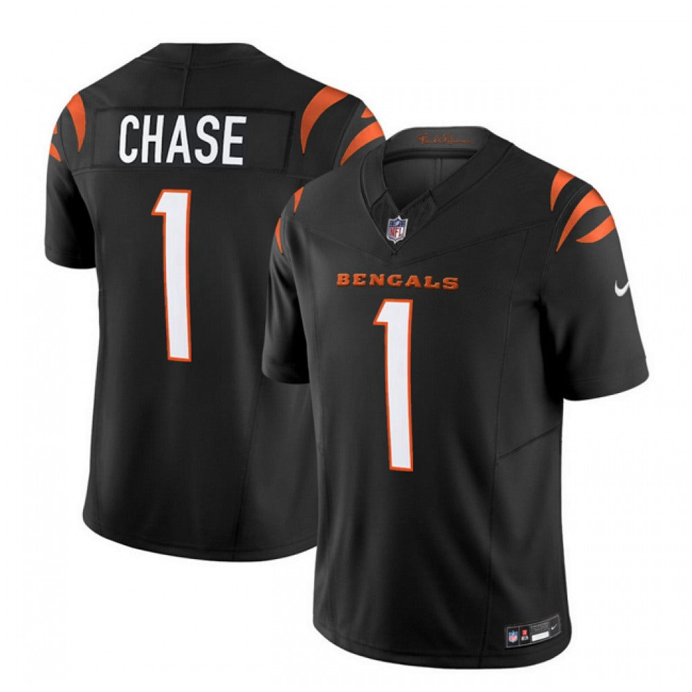 Men's Cincinnati Bengals #1 Ja'Marr Chase Black 2023 F.U.S.E. Vapor Untouchable Limited Stitched Jersey 