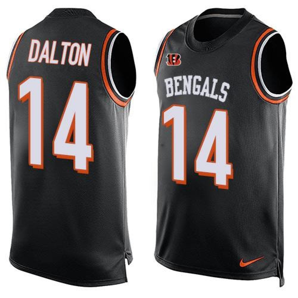 Bengals #14 Andy Dalton Black Team Color Men's Stitched NFL Limited Tank Top Jersey 