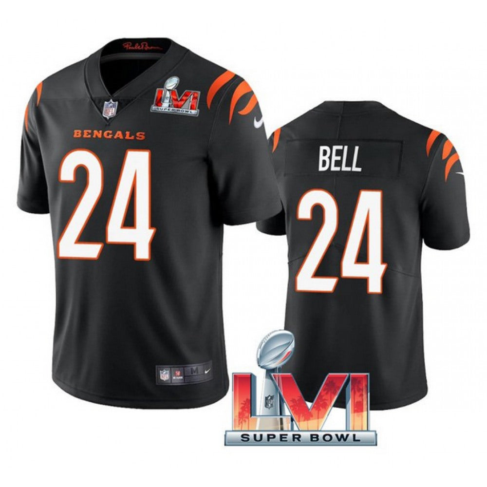 Men's Cincinnati Bengals #24 Vonn Bell 2022 Black Super Bowl LVI Vapor Limited Stitched Jersey 