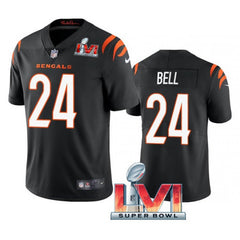Men's Cincinnati Bengals #24 Vonn Bell 2022 Black Super Bowl LVI Vapor Limited Stitched Jersey 