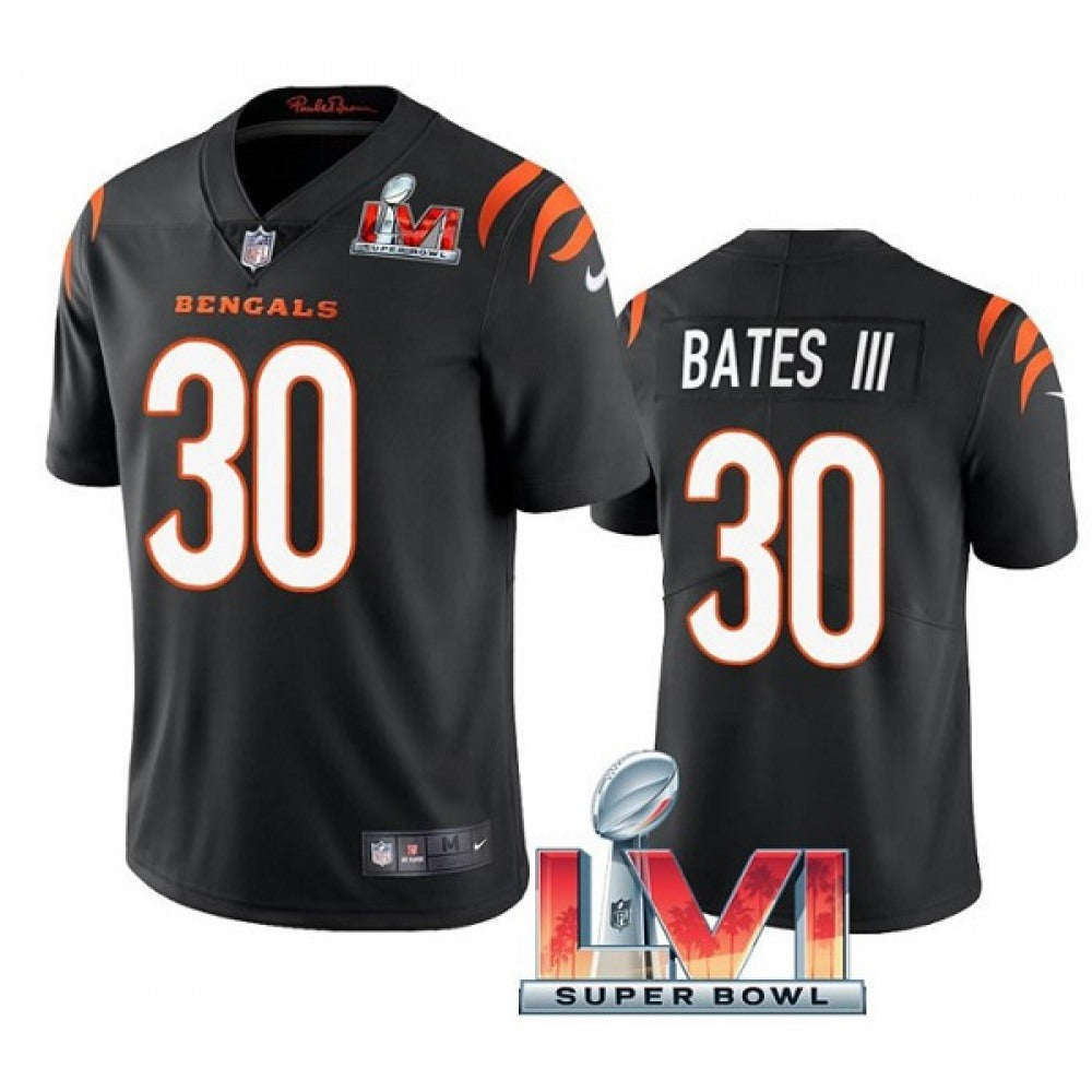 Men's Cincinnati Bengals #30 Jessie Bates III 2022 Black Super Bowl LVI Vapor Limited Stitched Jersey 