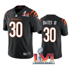 Men's Cincinnati Bengals #30 Jessie Bates III 2022 Black Super Bowl LVI Vapor Limited Stitched Jersey 