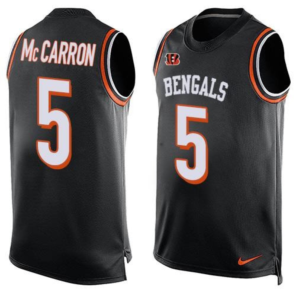Bengals #5 AJ McCarron Black Team Color Men's Stitched NFL Limited Tank Top Jersey 