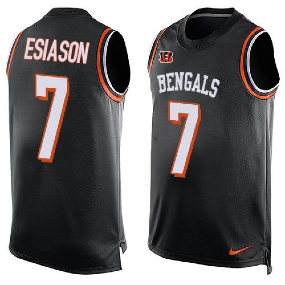 Bengals #7 Boomer Esiason Black Team Color Men's Stitched NFL Limited Tank Top Jersey 