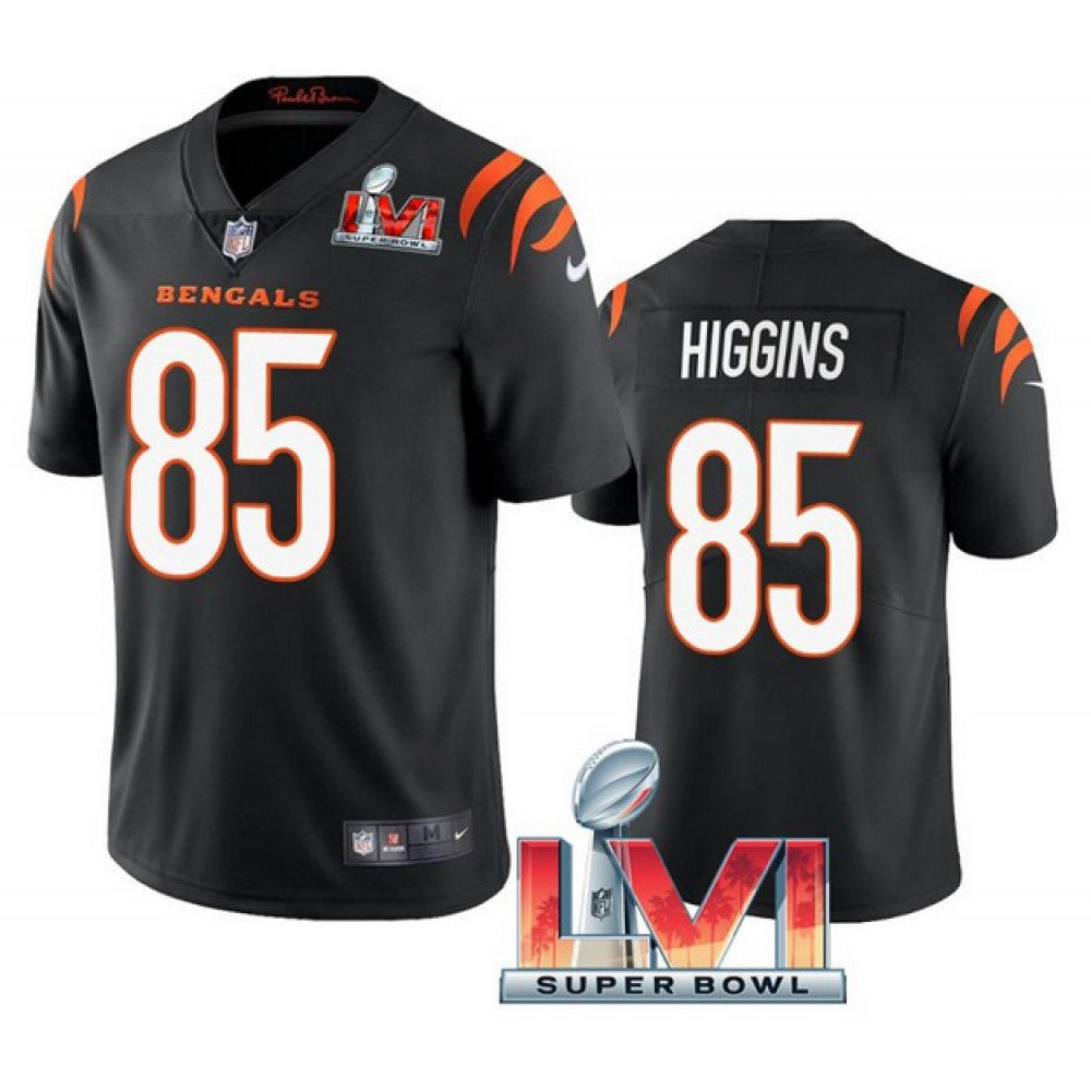 Men's Cincinnati Bengals #85 Tee Higgins 2022 Black Super Bowl LVI Vapor Limited Stitched Jersey 