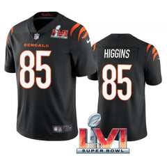 Men's Cincinnati Bengals #85 Tee Higgins 2022 Black Super Bowl LVI Vapor Limited Stitched Jersey 