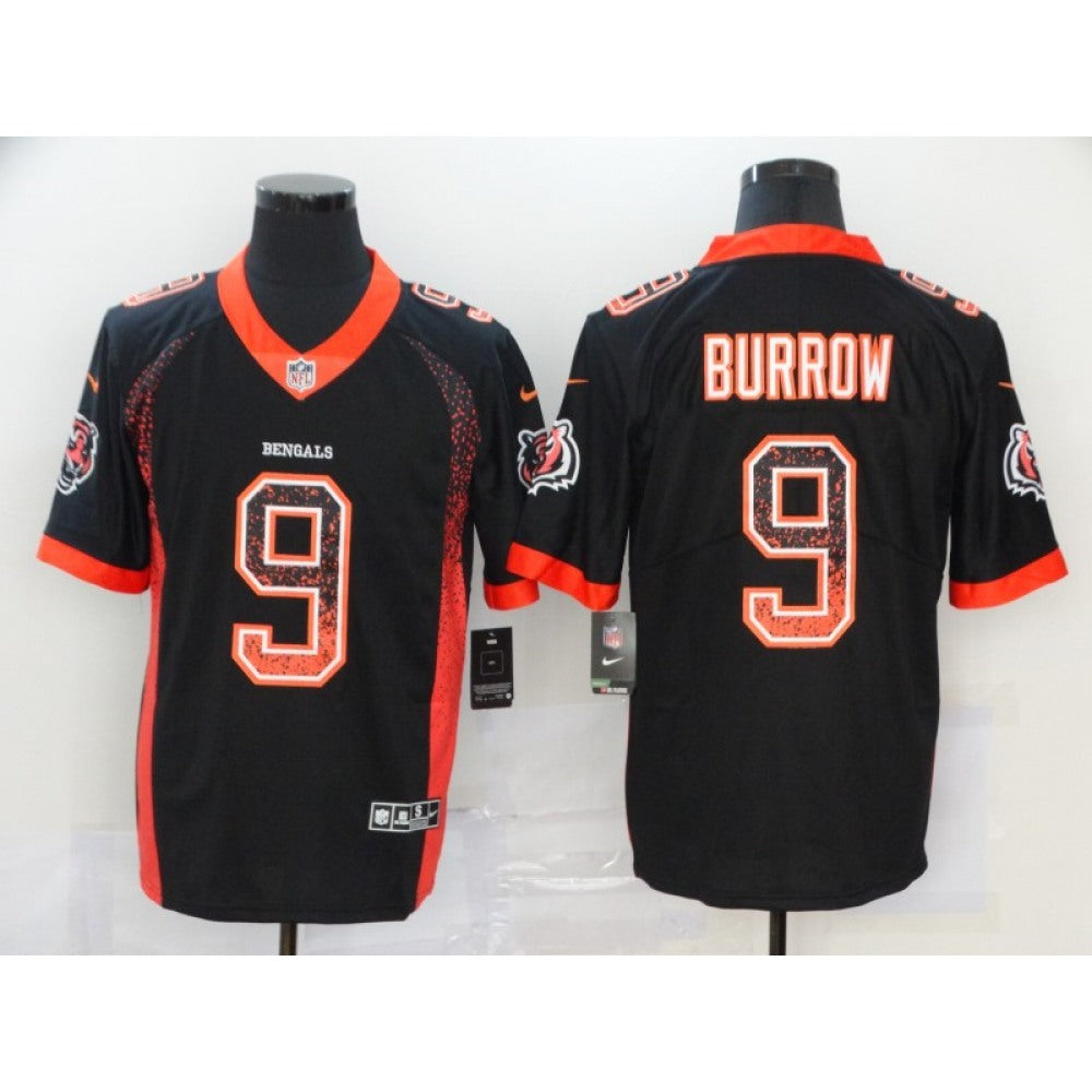 Men's Cincinnati Bengals #9 Joe Burrow Black Drift Fashion Color Rush Limited Stitched Jersey 