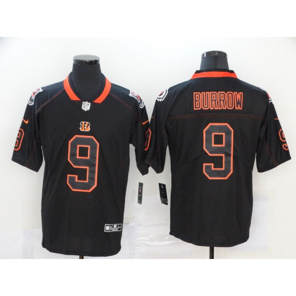 Men's Cincinnati Bengals #9 Joe Burrow Black Lights Out Color Rush Limited Stitched Jersey 