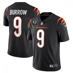 Men's Cincinnati Bengals #9 Joe Burrow 2022 Black With 3-star C Patch Vapor Limited Stitched Jersey 
