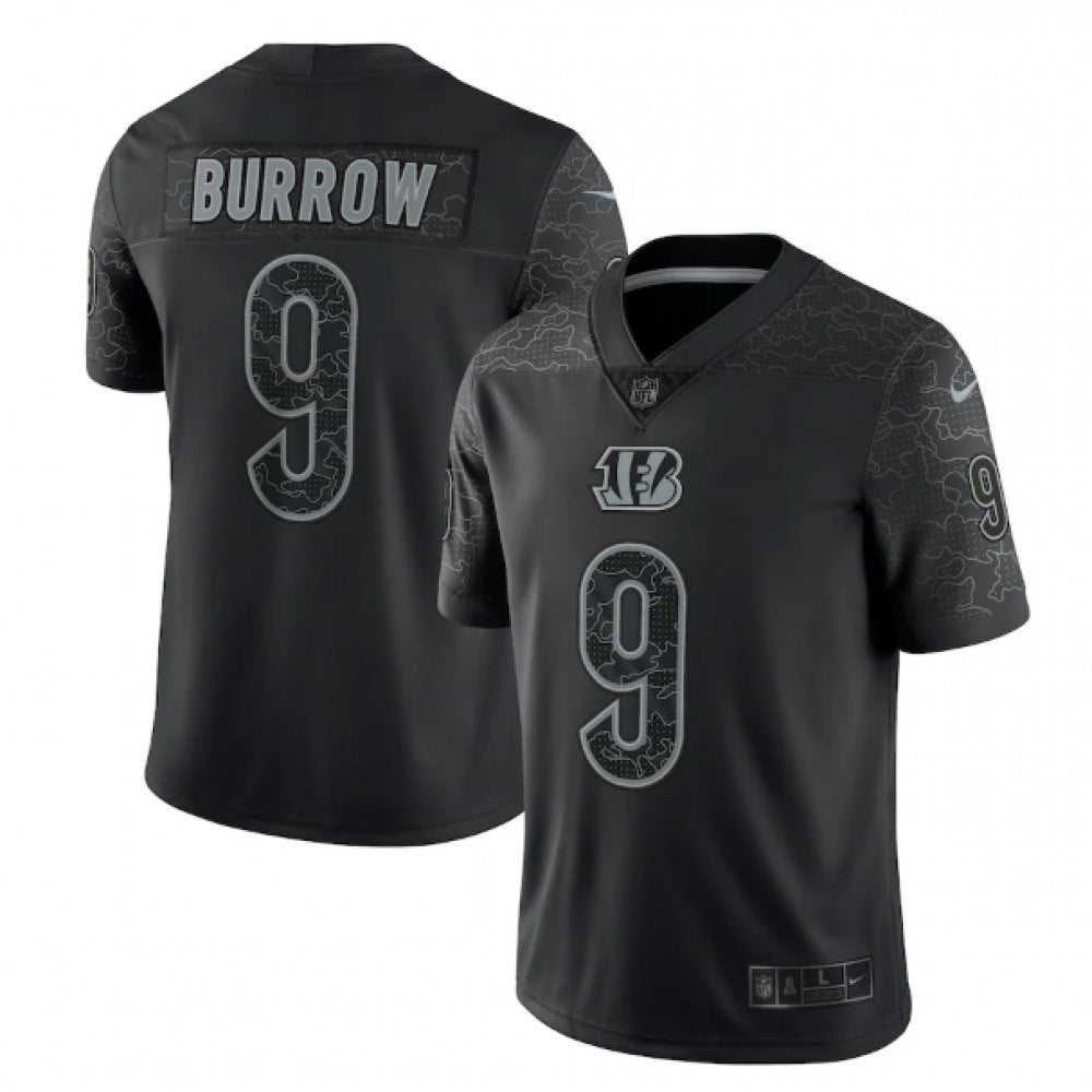 Men's Cincinnati Bengals #9 Joe Burrow Black Reflective Limited Stitched Football Jersey 