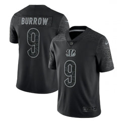Men's Cincinnati Bengals #9 Joe Burrow Black Reflective Limited Stitched Football Jersey 