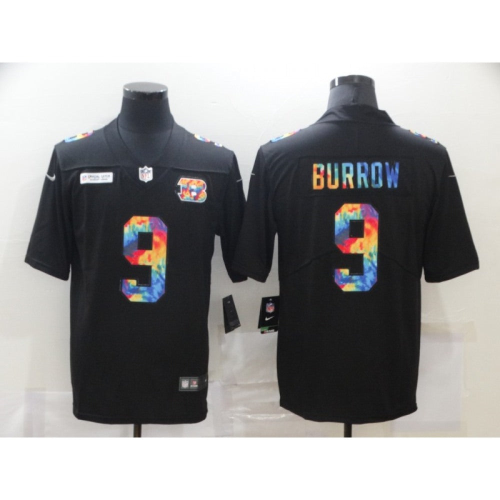 Men's Cincinnati Bengals #9 Joe Burrow 2020 Black Crucial Catch Limited Stitched Jersey 