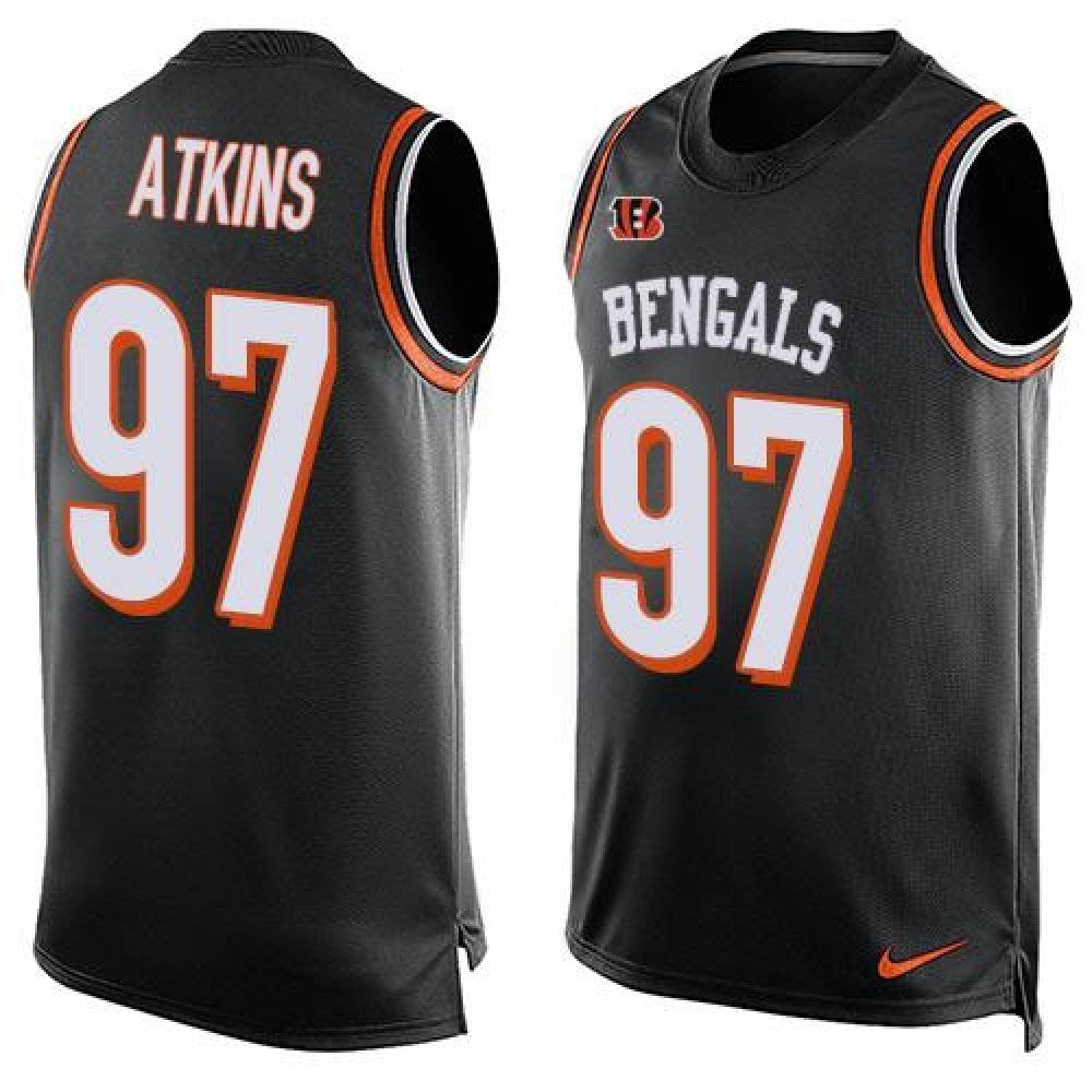 Bengals #97 Geno Atkins Black Team Color Men's Stitched NFL Limited Tank Top Jersey 