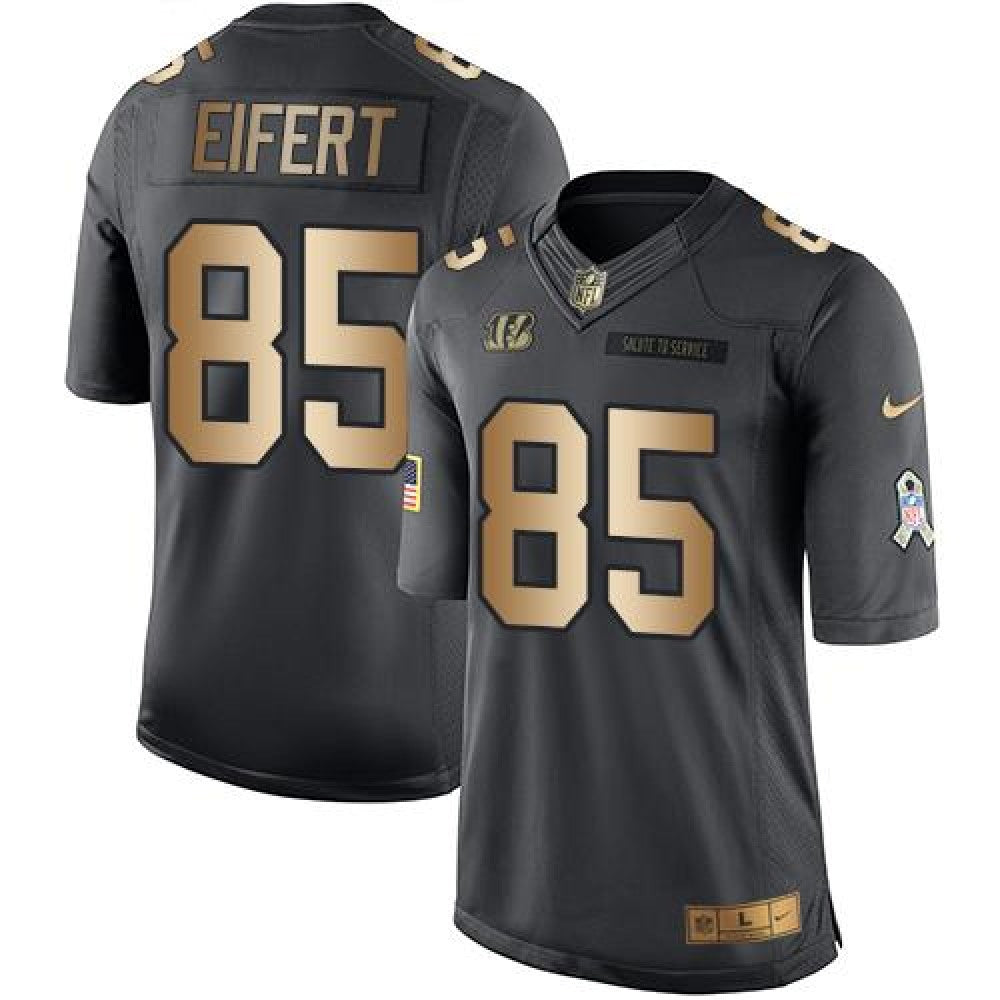 Bengals #85 Tyler Eifert Black Men's Stitched NFL Limited Gold Salute To Service Jersey 