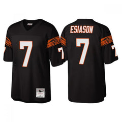 Men's Cincinnati Bengals #7 Boomer Esiason Black Throwback Legacy Stitched Jersey 