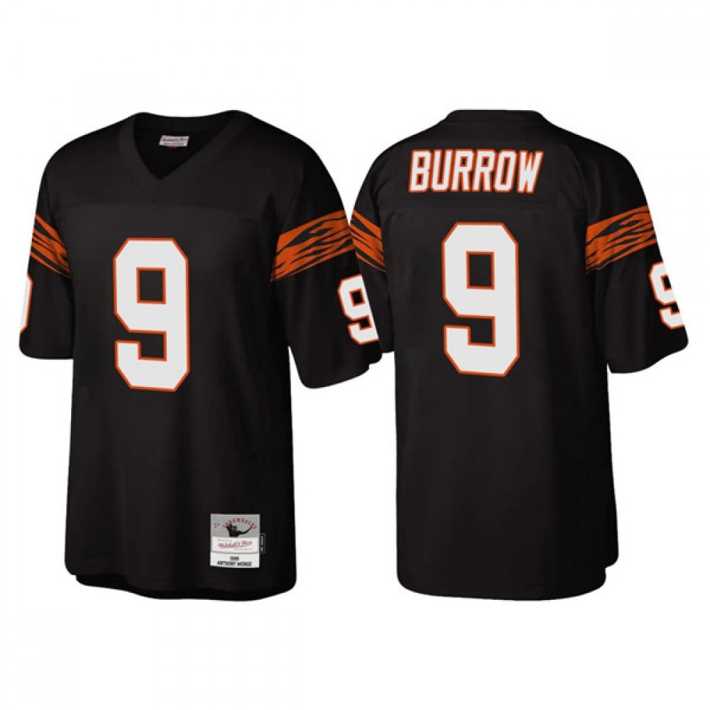 Men's Cincinnati Bengals #9 Joe Burrow Black Throwback Legacy Stitched Jersey 