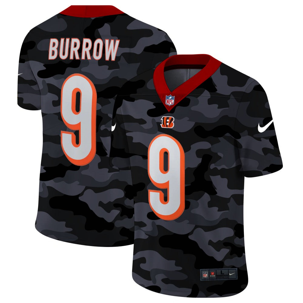 Men's Cincinnati Bengals #9 Joe Burrow 2020 Camo Limited Stitched Jersey 