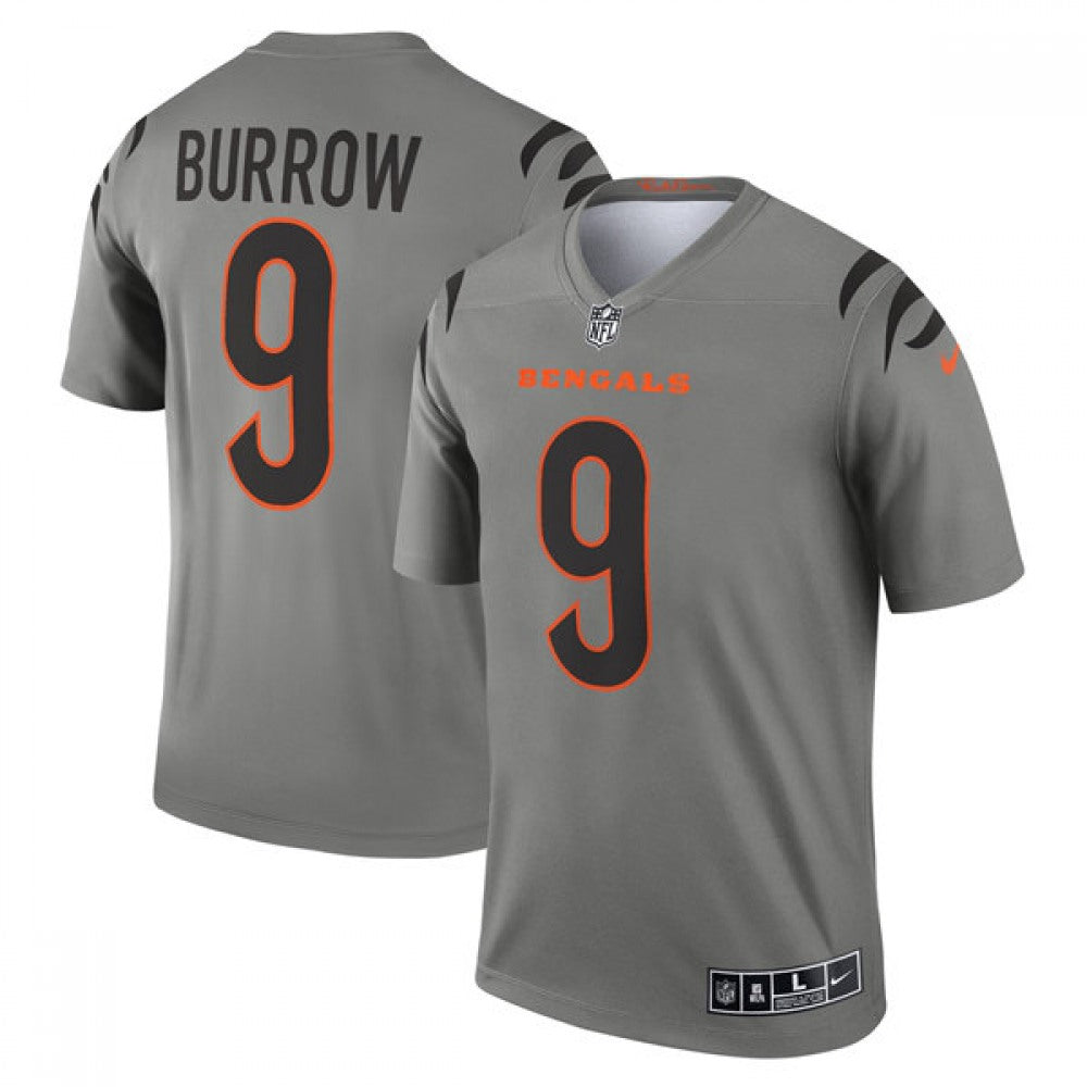 Men's Cincinnati Bengals #9 Joe Burrow Gray Stitched Football Jersey 