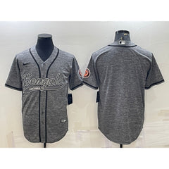Men's Cincinnati Bengals Blank Grey With Patch Cool Base Stitched Baseball Jersey 