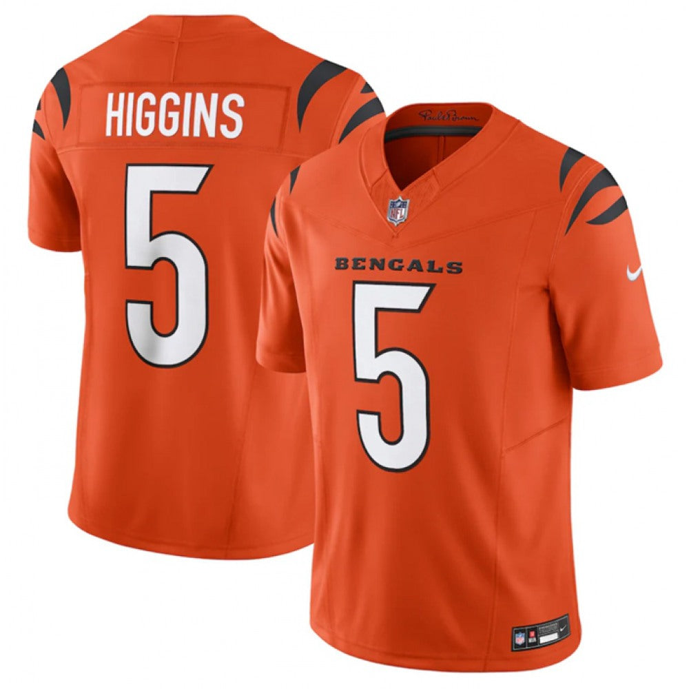 Men's Cincinnati Bengals #5 Tee Higgins Orange 2023 F.U.S.E. Vapor Untouchable Limited Stitched Jersey 