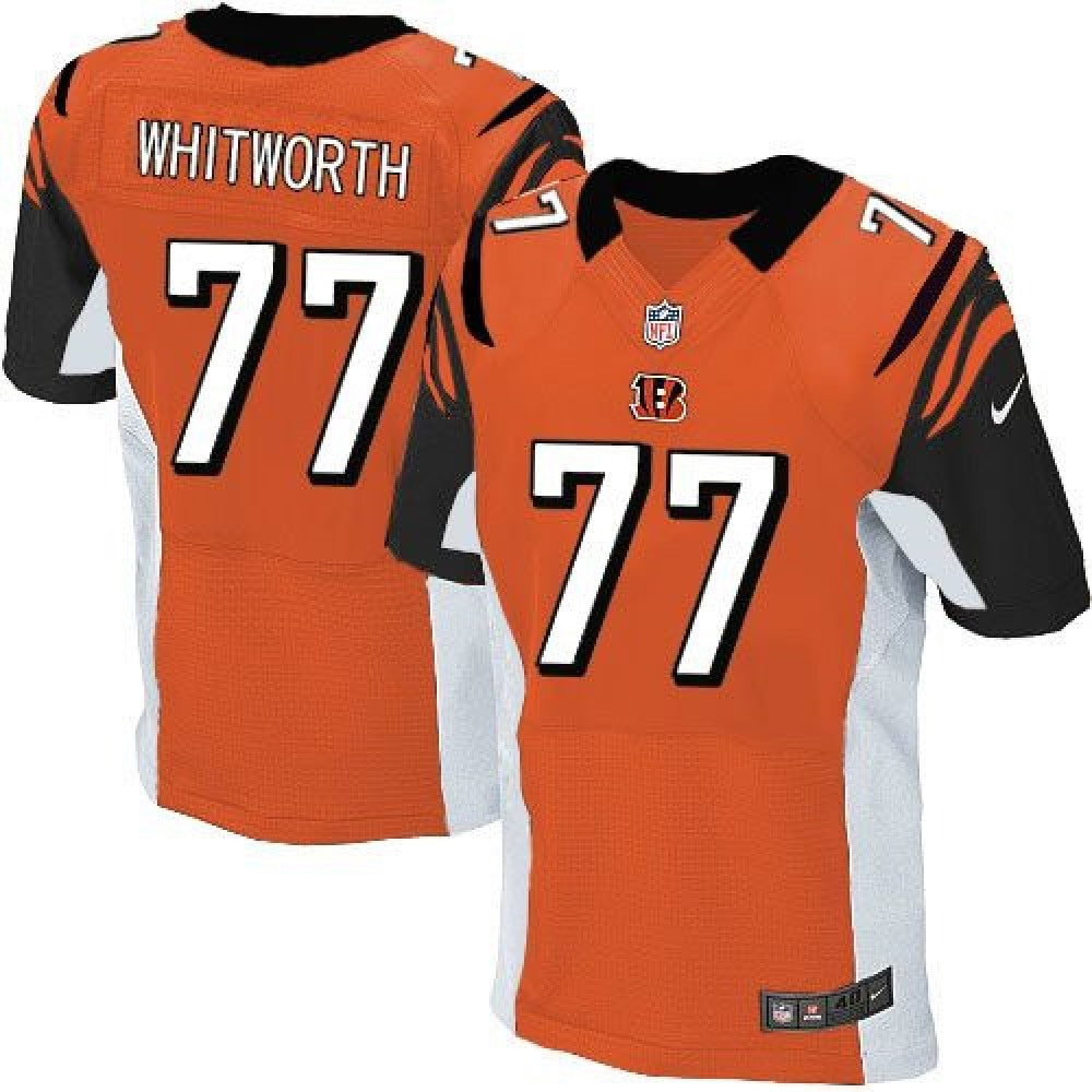 Bengals #77 Andrew Whitworth Orange Alternate Men's Stitched NFL Elite Jersey 