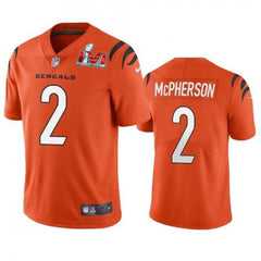 Men's Cincinnati Bengals #2 Evan McPherson 2022 Orange Super Bowl LVI Vapor Limited Stitched Jersey 