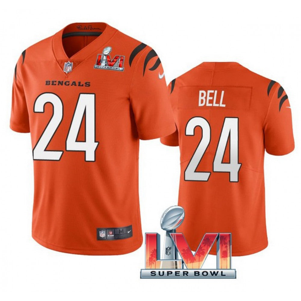 Men's Cincinnati Bengals #24 Vonn Bell 2022 Orange Super Bowl LVI Vapor Limited Stitched Jersey 