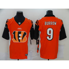 Men's Cincinnati Bengals #9 Joe Burrow Orange Team Big Logo Limited Stitched NFL Jersey 