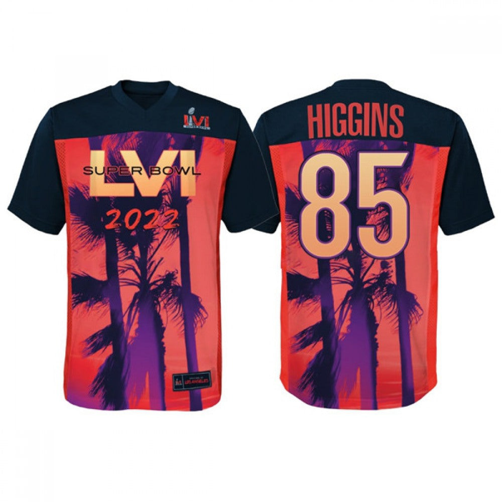 Men's Cincinnati Bengals #85 Tee Higgins Super Bowl LVI Red/Black Stitched Jersey 