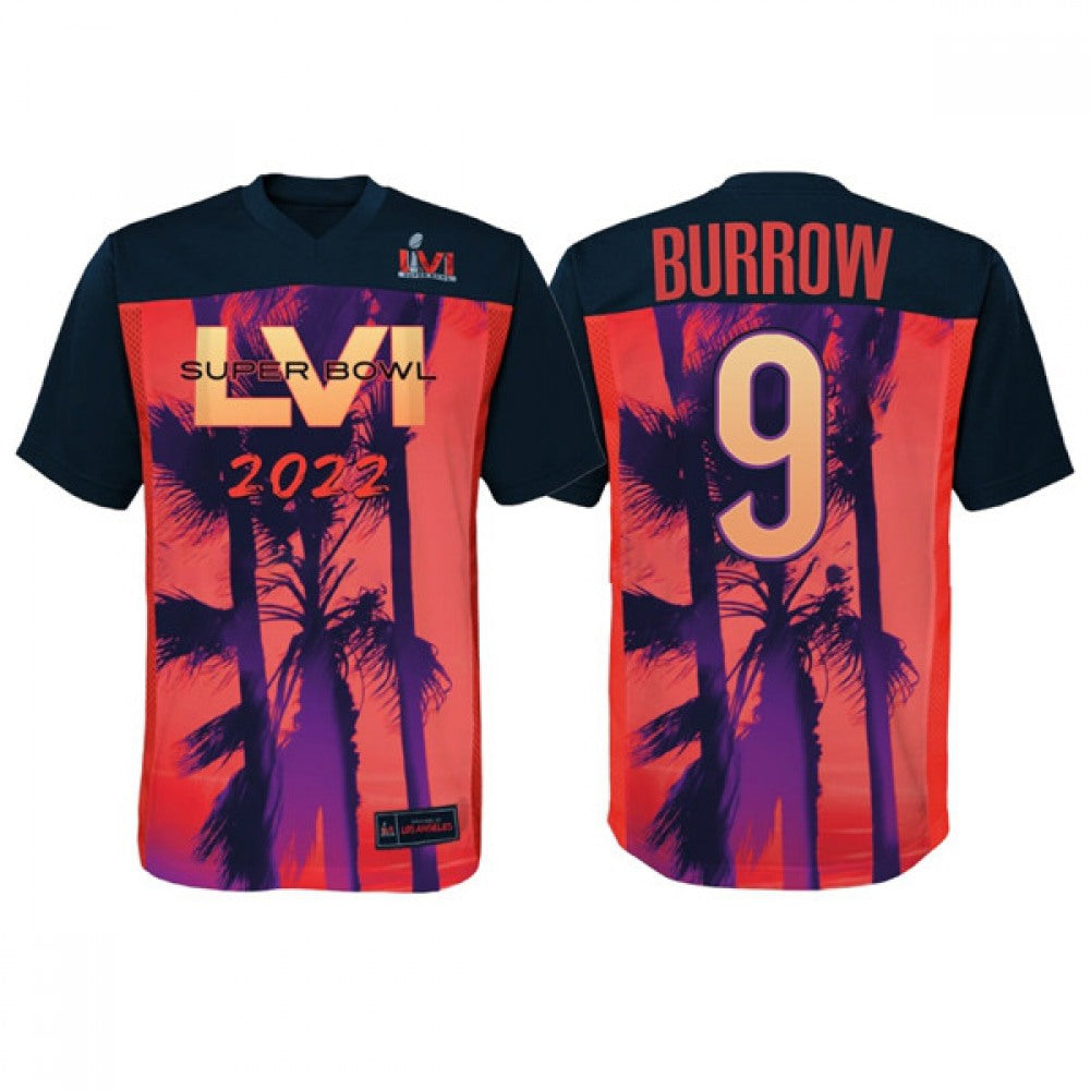 Men's Cincinnati Bengals #9 Joe Burrow Super Bowl LVI Red/Black Stitched Jersey 