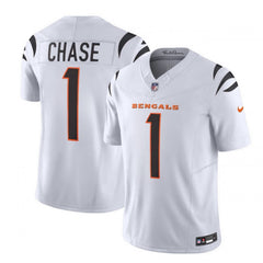 Men's Cincinnati Bengals #1 Ja'Marr Chase White 2023 F.U.S.E. Vapor Untouchable Limited Stitched Jersey 