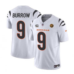 Men's Cincinnati Bengals #9 Joe Burrow White 2023 F.U.S.E. With 4-star C Patch And John Madden Patch Vapor Limited Stitched Football Jersey 