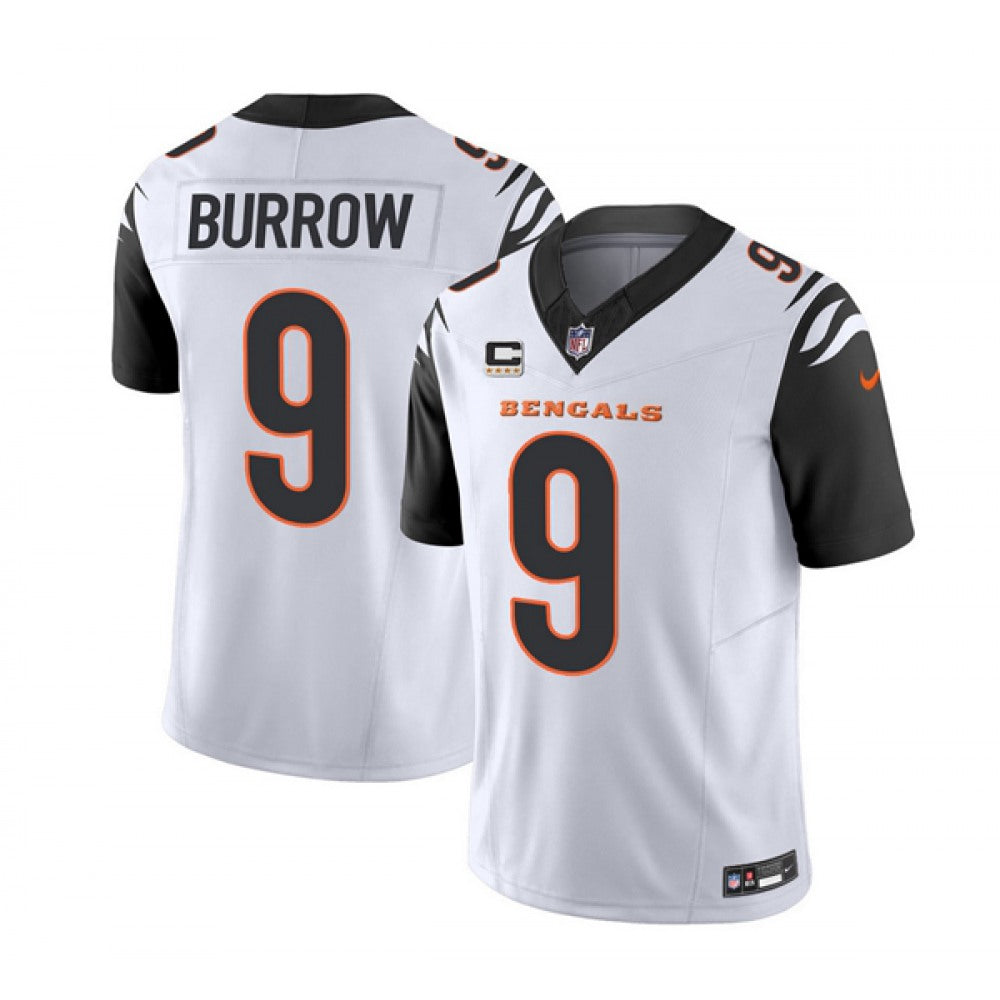 Men's Cincinnati Bengals #9 Joe Burrow 2023 F.U.S.E. White With 4-Star C Patch Vapor Untouchable Limited Stitched Jersey 