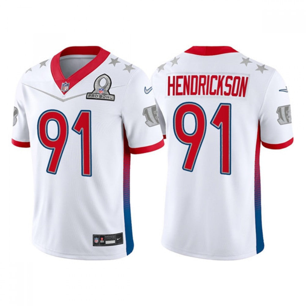 Men's Cincinnati Bengals #91 Trey Hendrickson 2022 White AFC Pro Bowl Stitched Jersey 