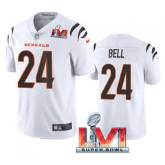 Men's Cincinnati Bengals #24 Vonn Bell 2022 White Super Bowl LVI Vapor Limited Stitched Jersey 