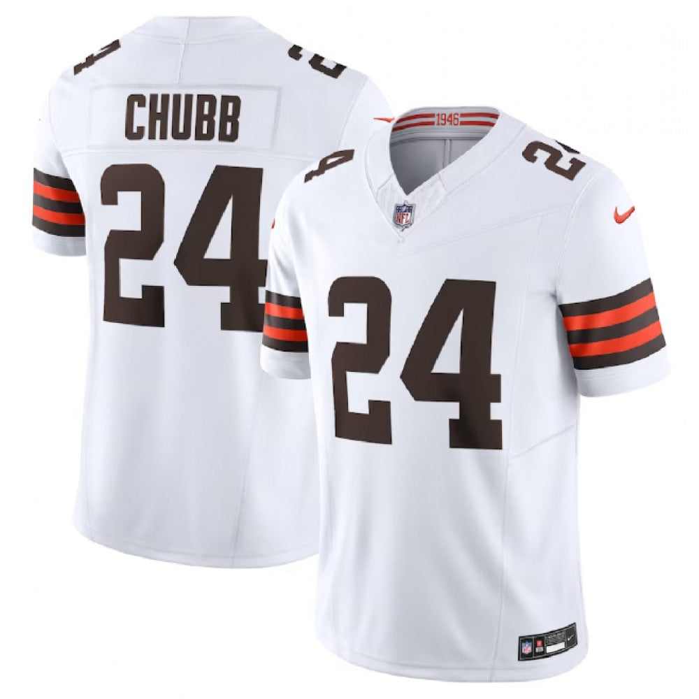 Men's Cleveland Browns #24 Nick Chubb White 2023 F.U.S.E. Vapor Untouchable Limited Stitched Jersey 