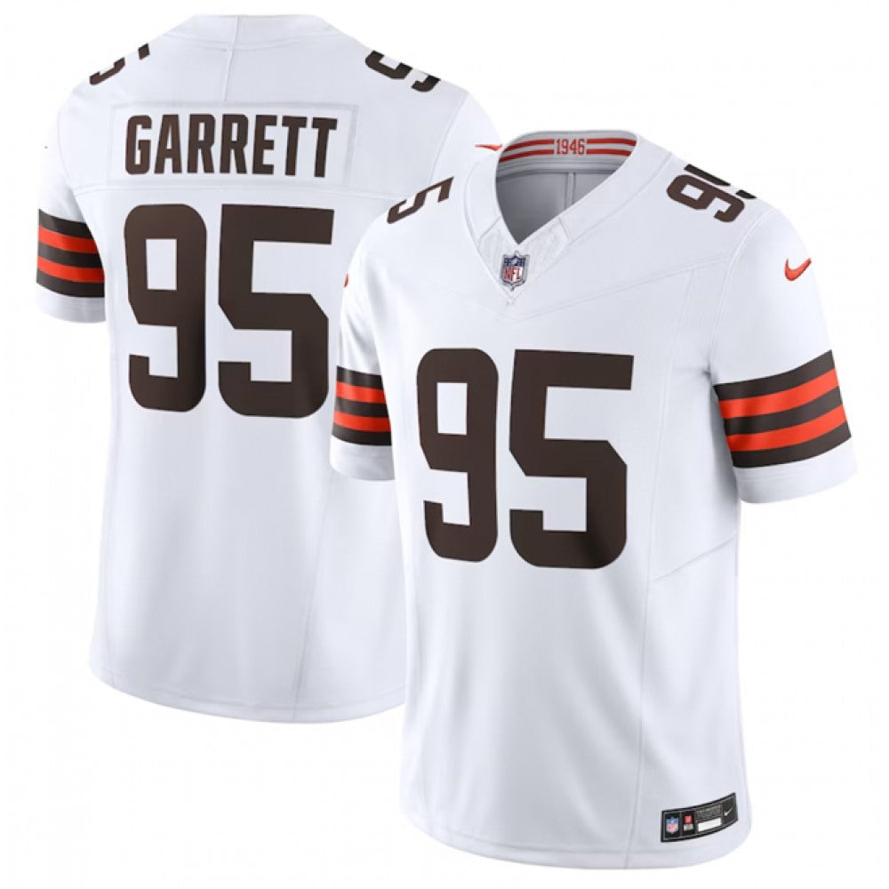 Men's Cleveland Browns #95 Myles Garrett White 2023 F.U.S.E. Vapor Untouchable Limited Stitched Jersey 
